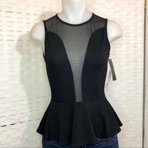 NWT For Love and Lemons mesh peplum tank Sz XS - Picture 2 of 5